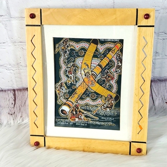 90s Australian Authentic Aboriginal Canvas Art Corroboree Danny Eastwood Framed - Picture 1 of 17